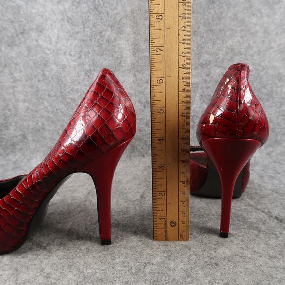 Jessica Simpson Shoes Womens 8 Pumps Stiletto Heel Peep Toe D'Orsay Red Platform - Picture 6 of 14